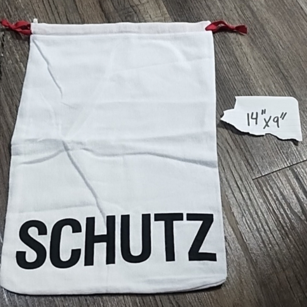 SCHUTZ White Bag with Black Logo and Red Accents